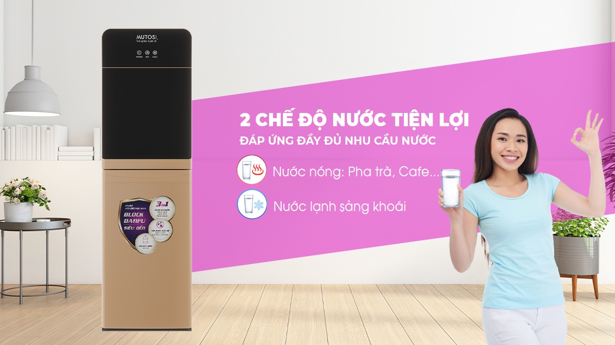 Mutosi MD-280 có nước nóng tức thì đến 95°C
