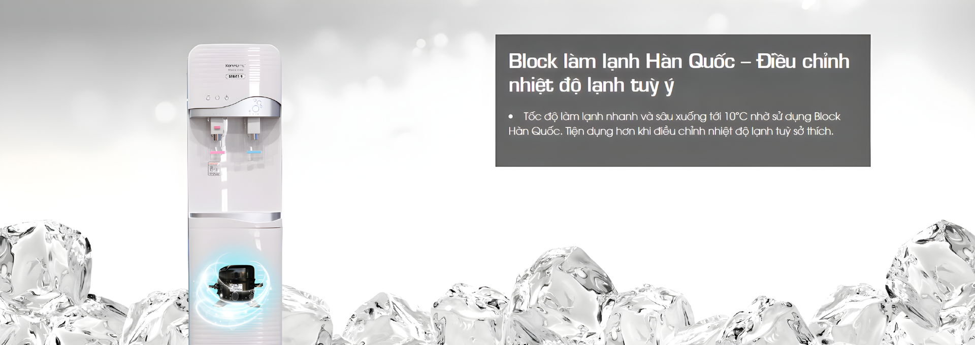 Máy lọc nước nóng lạnh Korihome WPK-910 trang bị Block làm lạnh nhanh Hàn Quốc