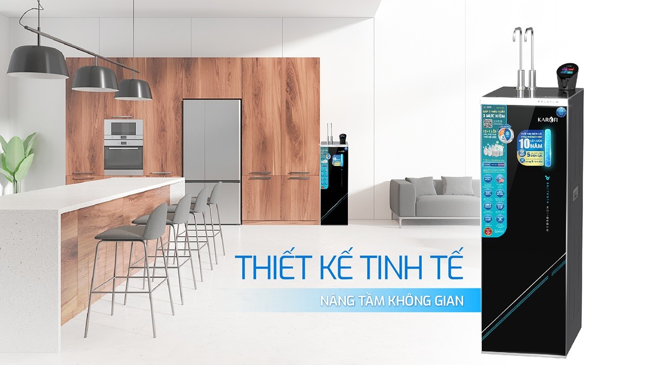 Thiết kế máy lọc nước nóng lạnh Karofi KAE-S695 sang trọng tinh tế phù hợp mọi không gian