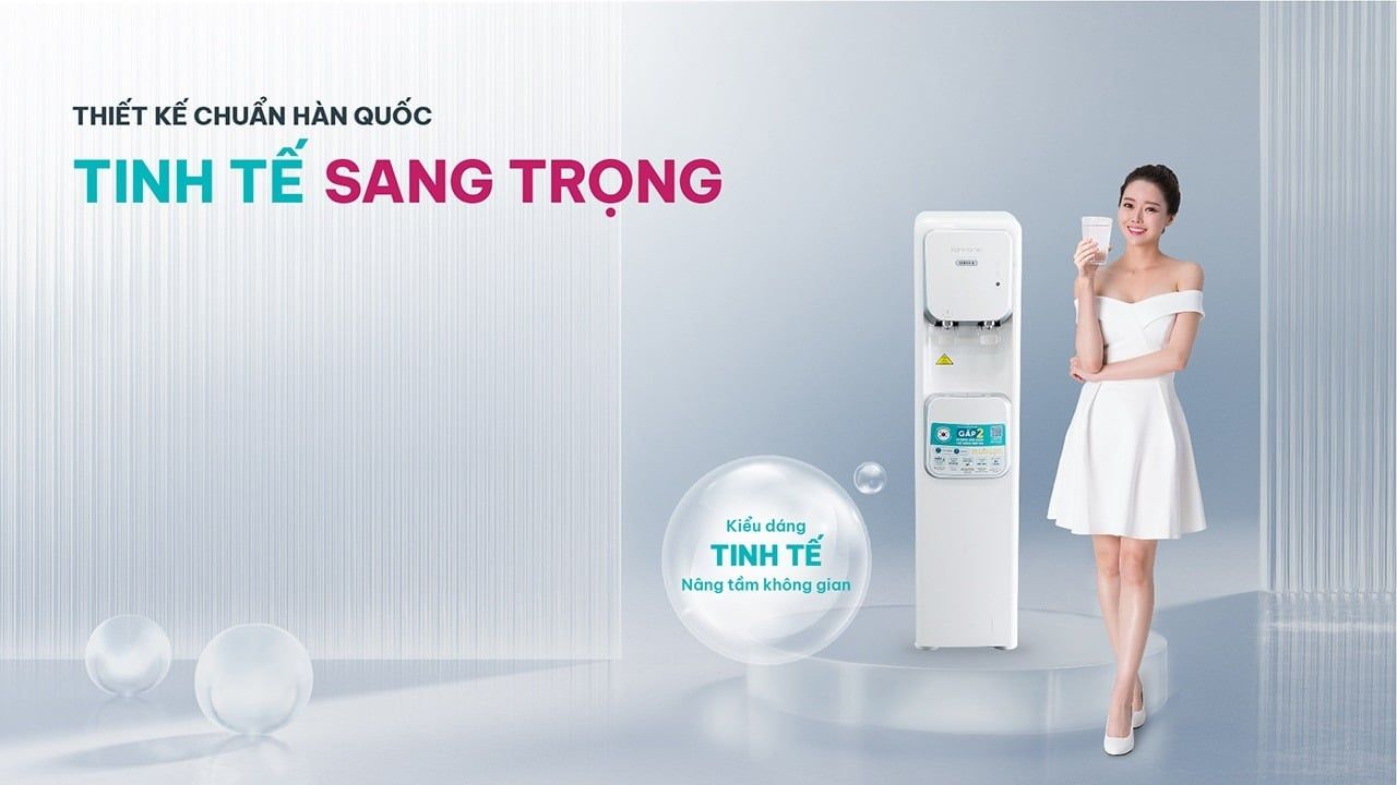 Máy lọc nước Korihome WPK-965 sở hữu thiết kế chuẩn Hàn Quốc đẹp mắt, phong cách hiện đại