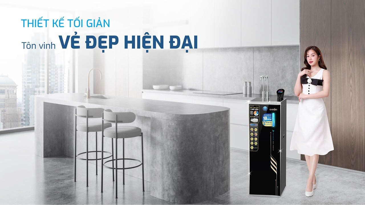 Máy lọc nước nóng lanh Karofi SA9 PREMIUM được thiết kế sang trọng, tinh tế