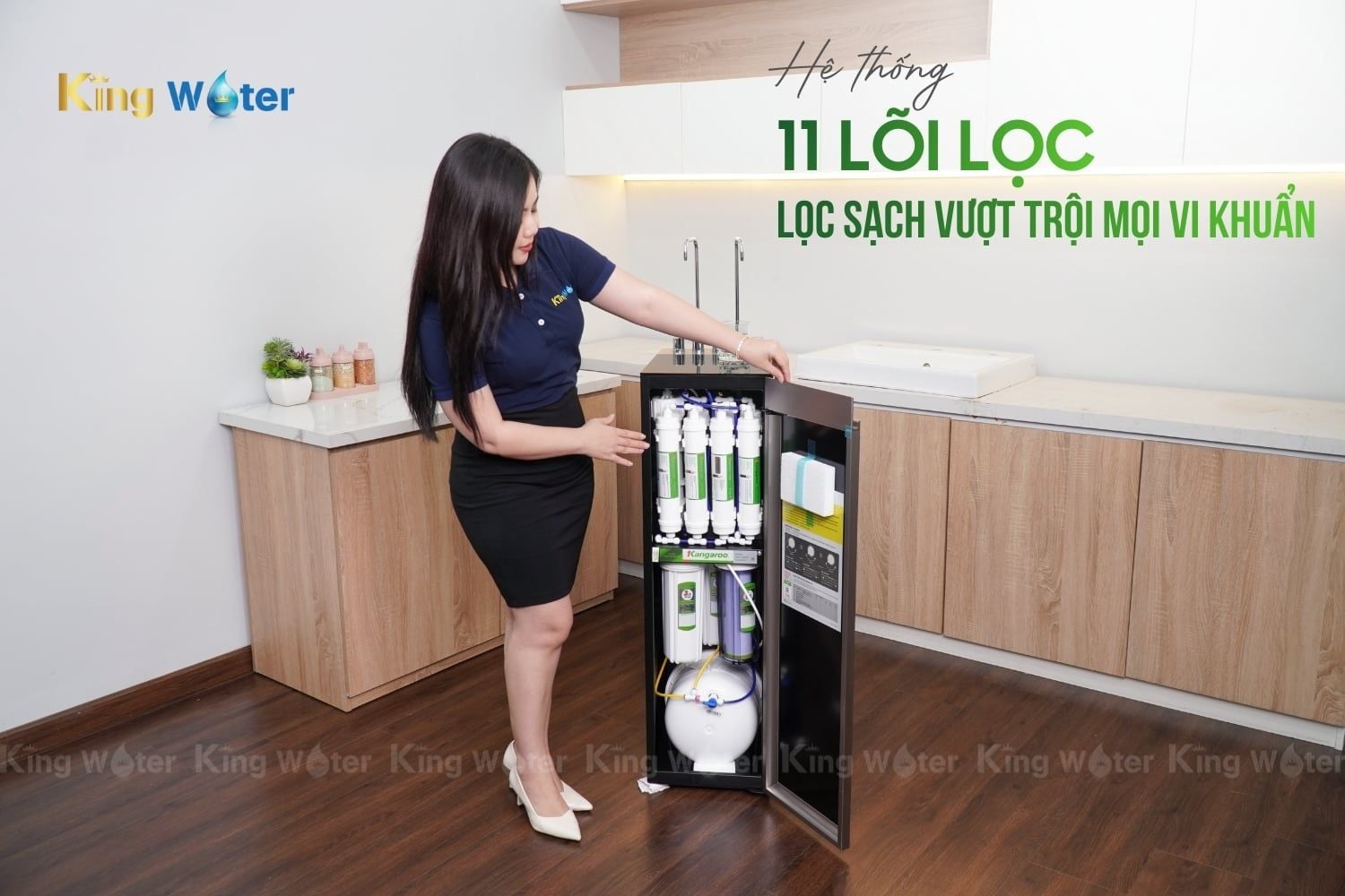Máy lọc nước Kangaroo KG11A16 tích hợp hệ siêu lọc 11 lõi - Gấp đôi Hydrogen và Khoáng chất