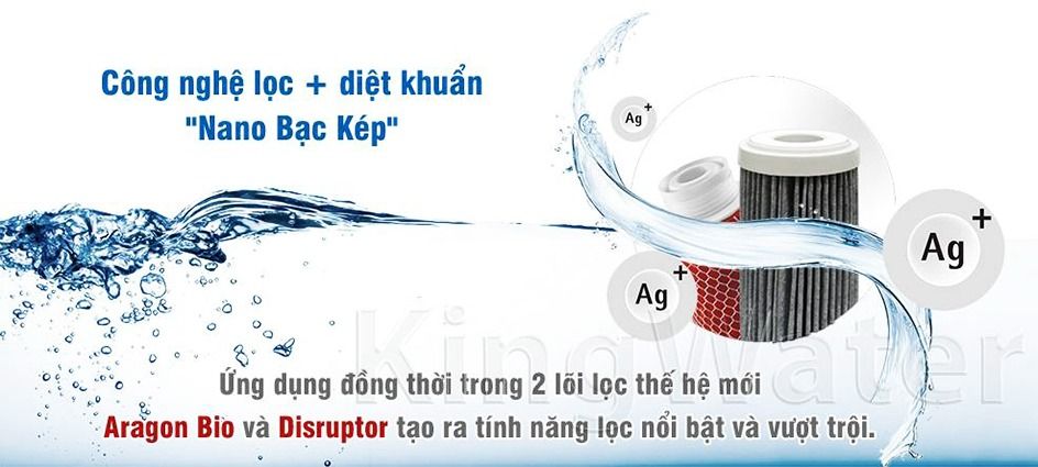 Nano Geyser Ecotar 4 sử dụng cơ chế diệt khuẩn bằng NANO BẠC KÉP trong 2 lõi lọc