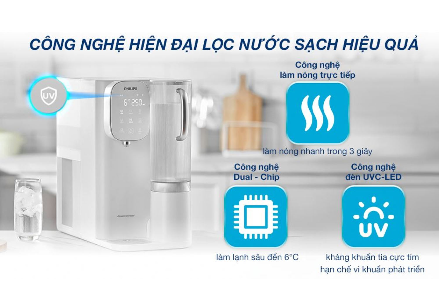 Philips ADD6912WH/74  tích hợp công nghệ đèn UVC-LED khử khuẩn
