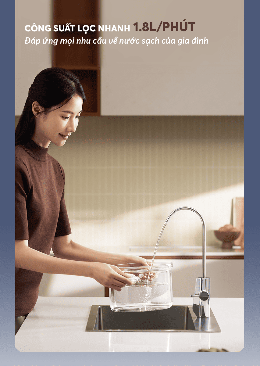 R700Slim có công suất lọc siêu mạnh mẽ lên đến 1.800ml/phút