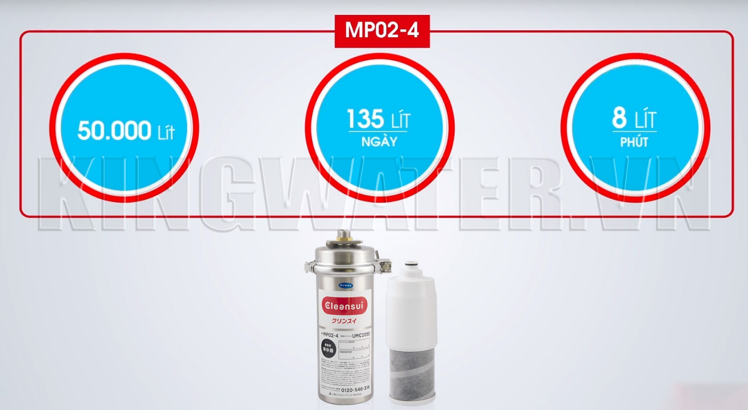 Máy lọc nước Cleansui MP02-4 được sản xuất và nhập từ Nhật Bản