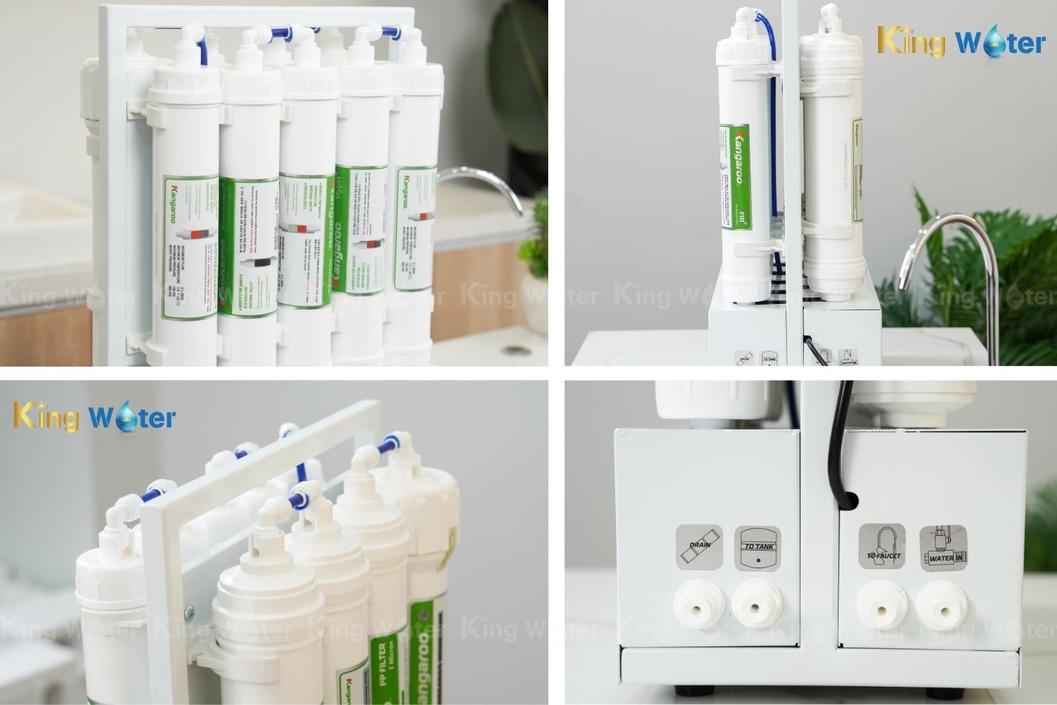Máy lọc nước Kangaroo KGHP66 trang bị hệ thống cút nối nhanh, dễ dàng lắp đặt