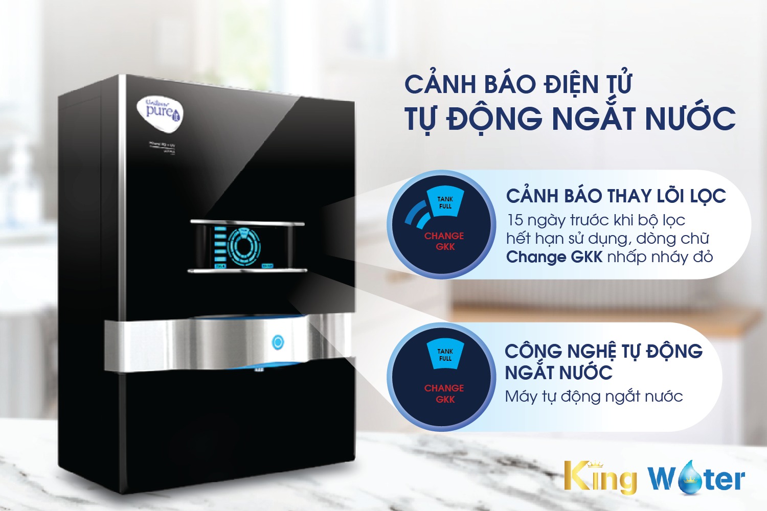Pureit Ultima (Đen) tích hợp cảnh báo điện tử tự động ngắt nước