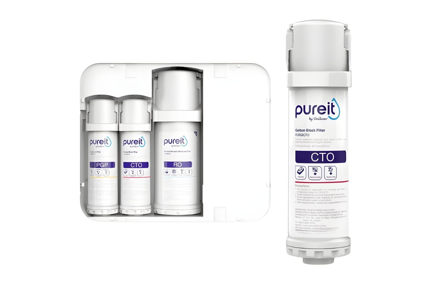 Lõi lọc CTO máy Pureit UR5640: Tiếp tục loại bỏ clo, mùi, màu và vị lạ còn sót lại