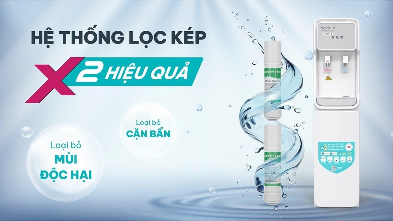 Máy RO Korihome WPK-966 trang bị hệ thống lọc kép 2 tầng – Tăng cường hiệu quả loại bỏ cặn bẩn