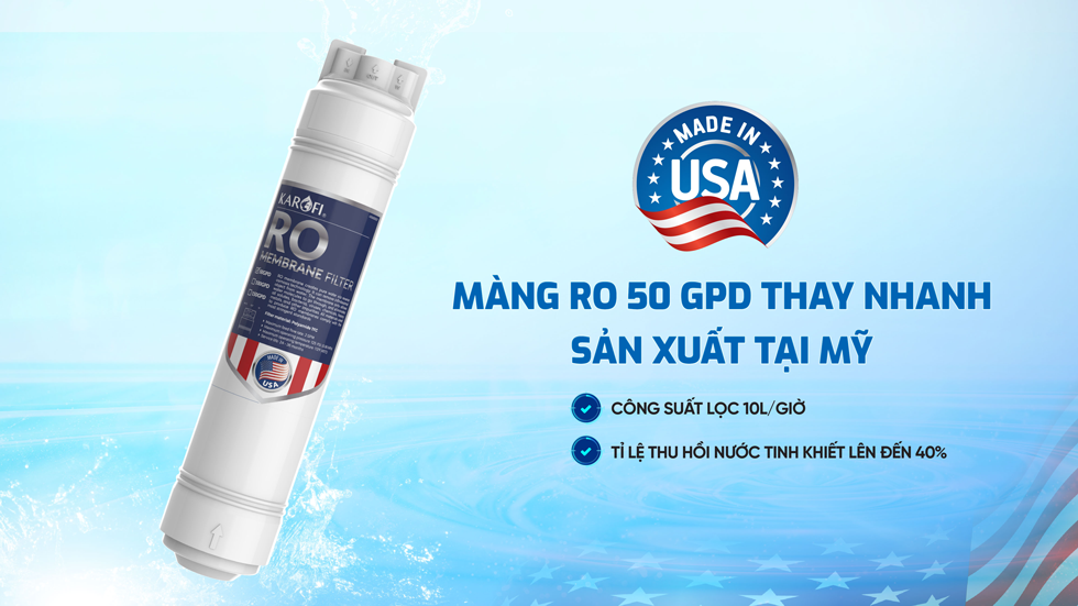 Màng lọc RO 50 GPD thay nhanh sản xuất từ Mỹ