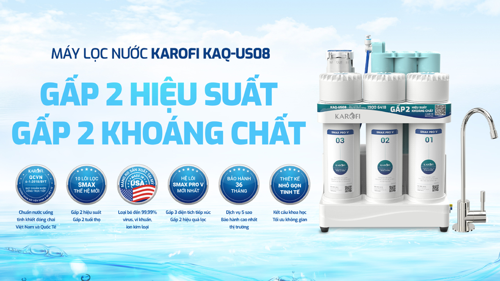 Máy lọc nước Karofi KAQ-US08 để gầm chính hãng