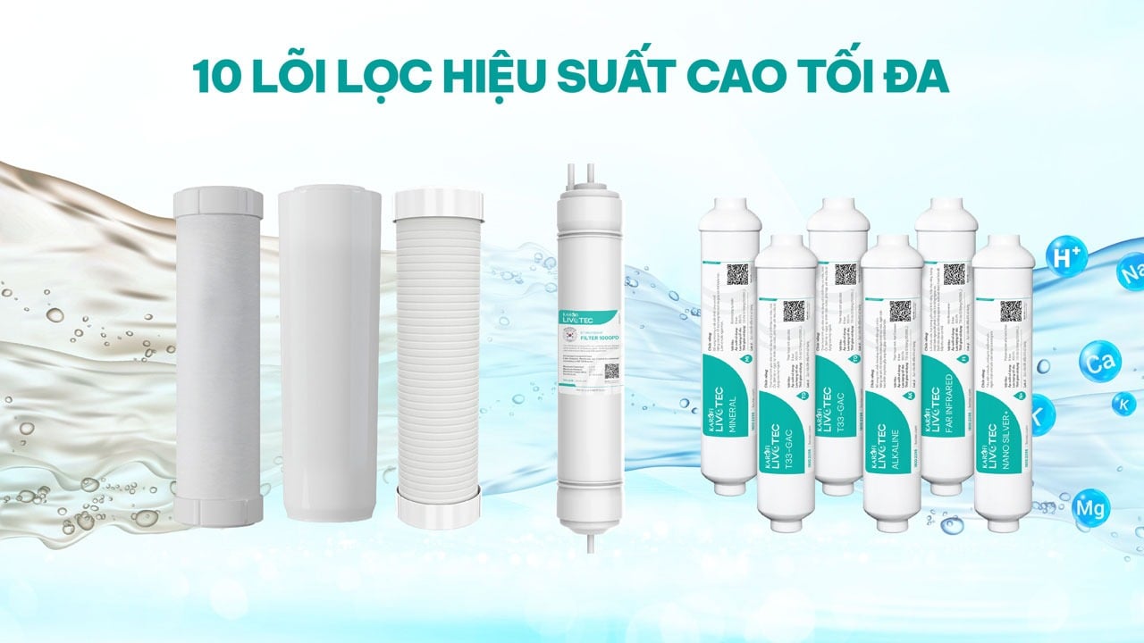 Máy lọc nước LIVOTEC 628 sở hữu 10 lõi lọc công nghệ cao