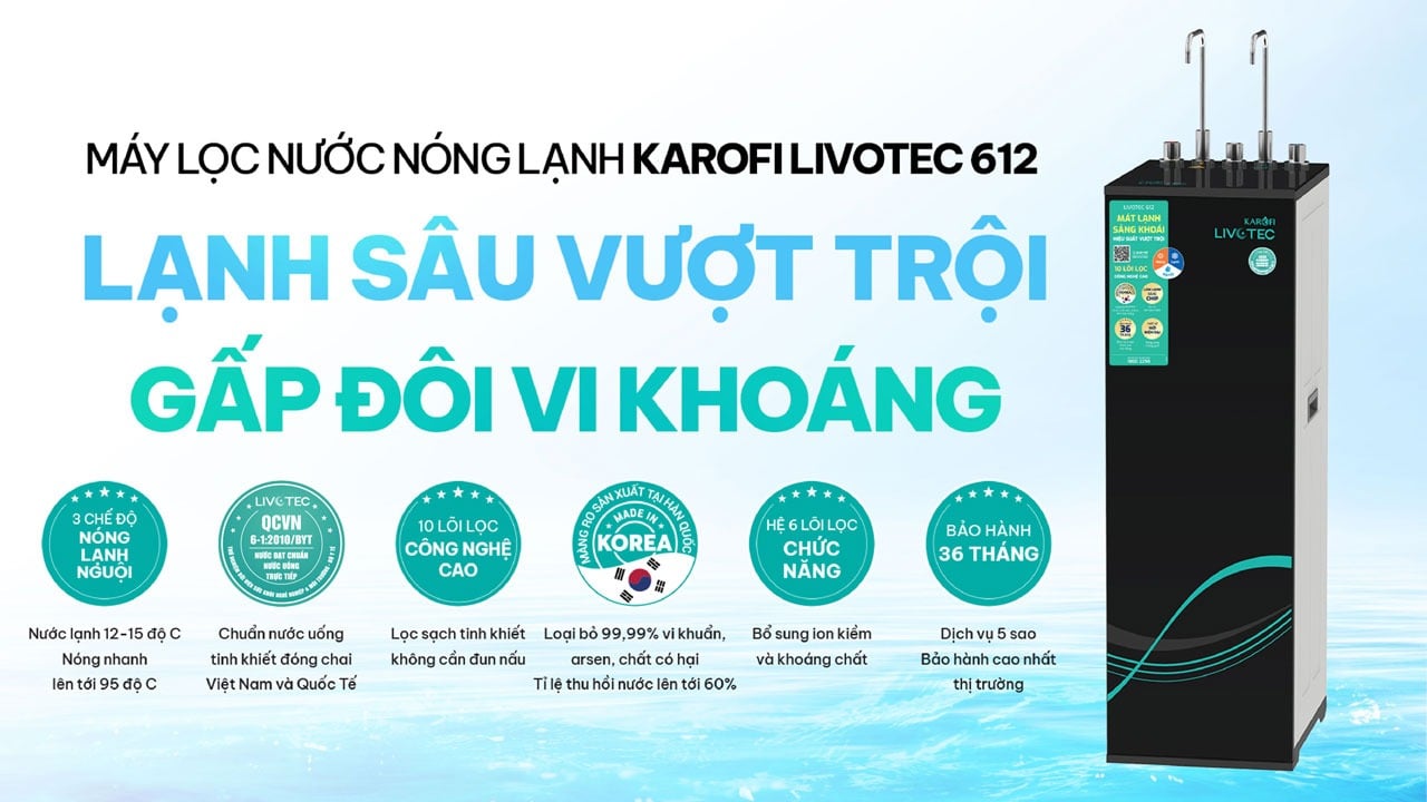 Máy lọc nước nóng lạnh Karofi Livotec 612