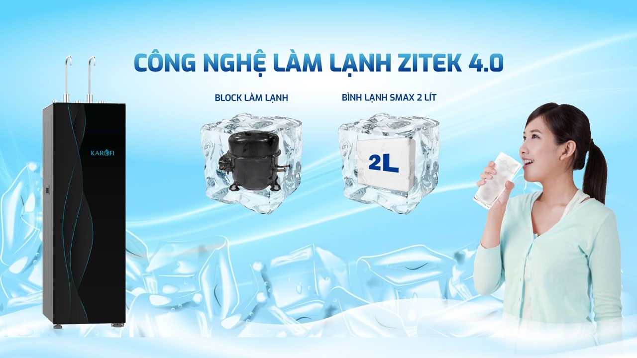 Máy lọc nước Karofi KAD-X68 được trang bị công nghệ làm lạnh Zitek tiên tiến