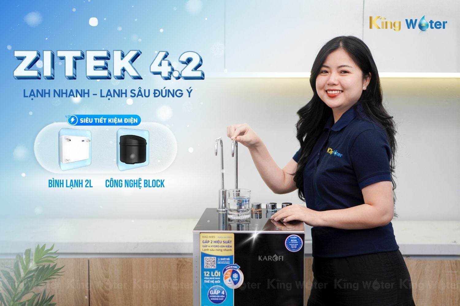 Máy KAD M85 tích hợp công nghệ làm lạnh Zitek 4.2 kết hợp Block hiện đại