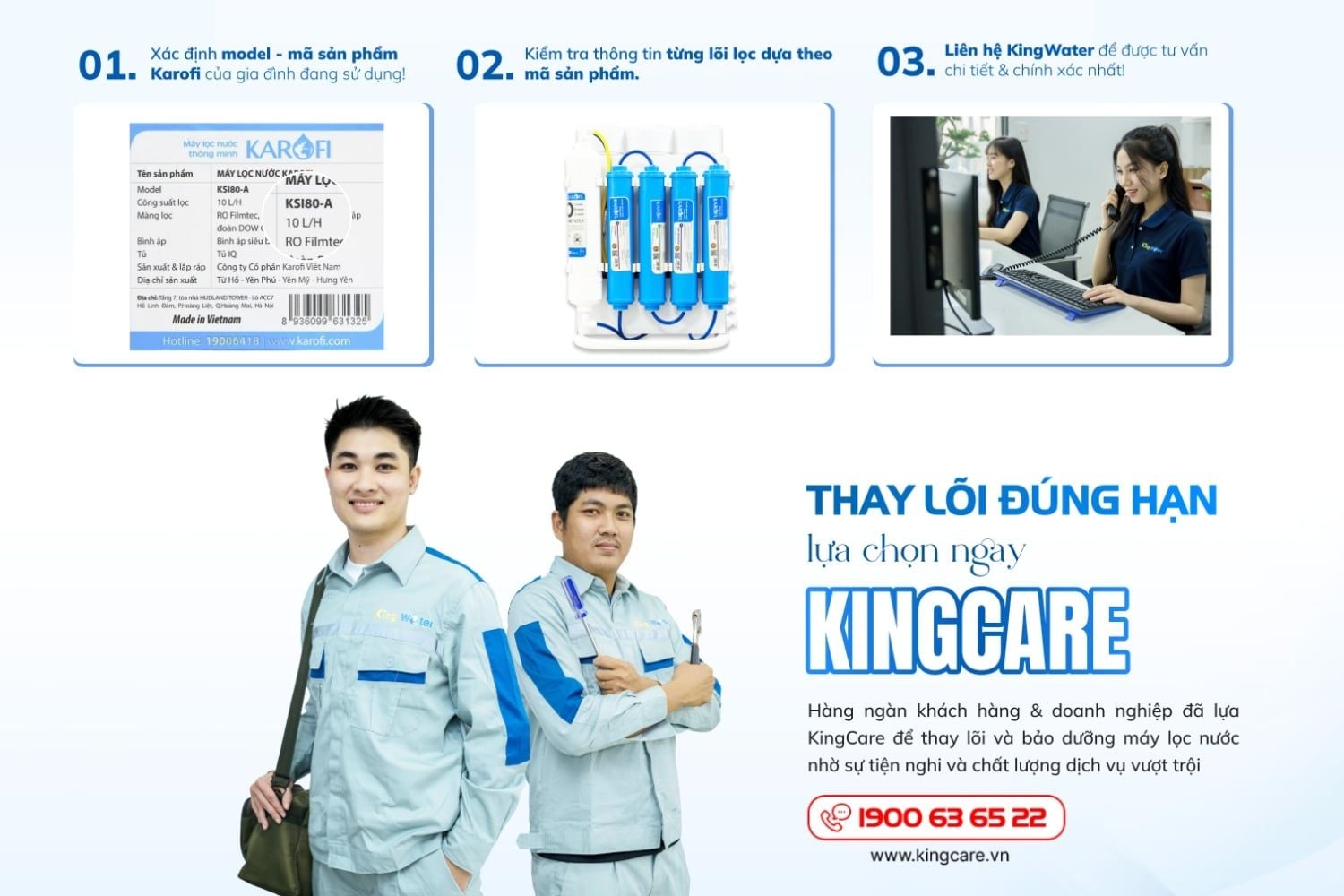 Khi không chắc chắn việc thay lõi đúng, hãy liên hệ với KingWater để được tư vấn chính xác nhất