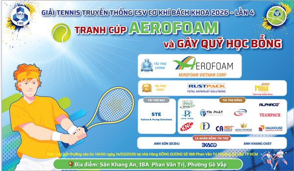 Sancopack là Nhà Tài Trợ Vàng Giải Tennis Cựu Sinh Viên Bách Khoa Lần Thứ 4 Tranh cúp AEROFOAM