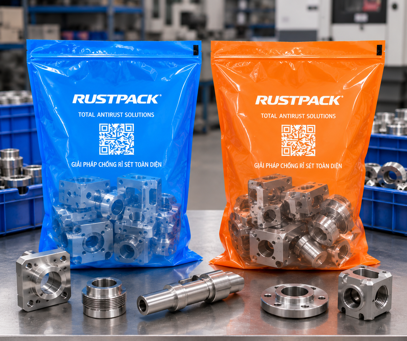 Màng Chống Rỉ Sét VCI RustPack Cho Phụ Tùng Máy Móc