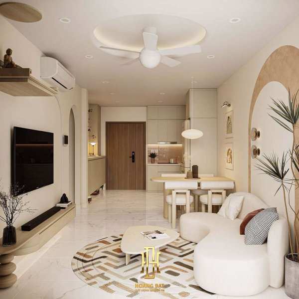 Thiết kế nội thất chung cư 2 phòng ngủ phong cách Bắc Âu