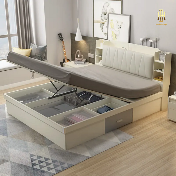 Giường ngủ gỗ MDF bọc nệm cao cấp Hoàng Đạt - GN008