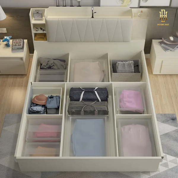 Giường ngủ gỗ MDF bọc nệm cao cấp Hoàng Đạt - GN008