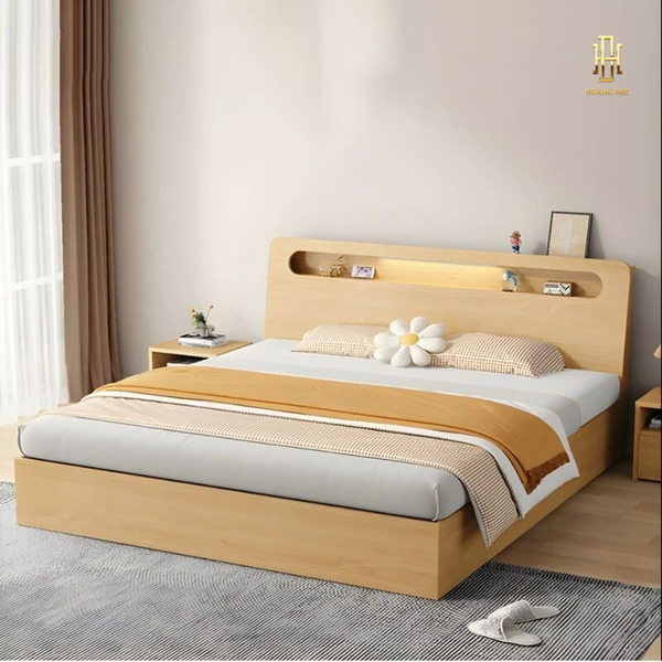 Giường ngủ gỗ MDF (kèm led) cao cấp Hoàng Đạt - GN009