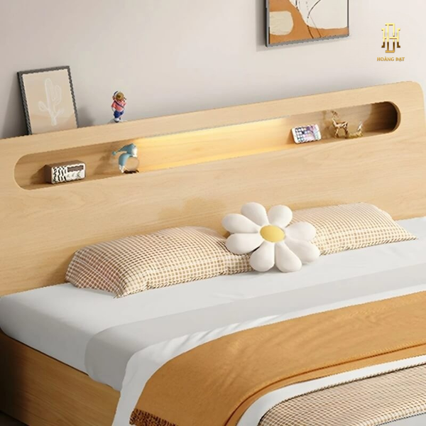 Giường ngủ gỗ MDF (kèm led) cao cấp Hoàng Đạt - GN009