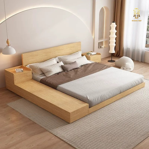 Giường ngủ gỗ MDF kèm tab cao cấp Hoàng Đạt - GN007