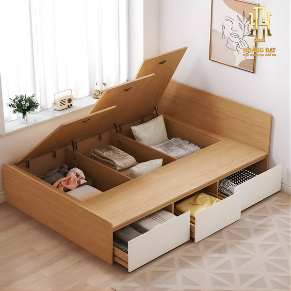 Giường ngủ thông minh gỗ công nghiệp Hoàng Đạt - GN013