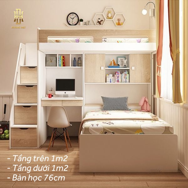 Giường tầng thông minh hiện đại Hoàng Đạt - GT003