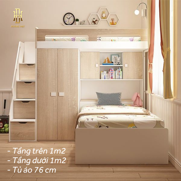 Giường tầng thông minh hiện đại Hoàng Đạt - GT003