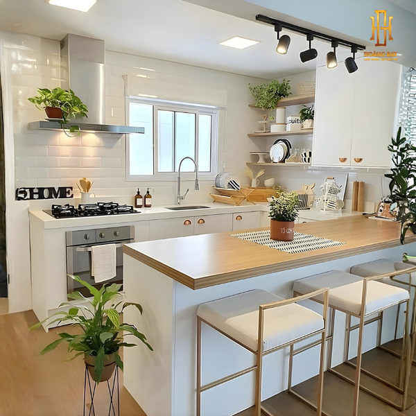 Tủ bếp hiện đại gỗ công nghiệp Hoàng Đạt - TBG013