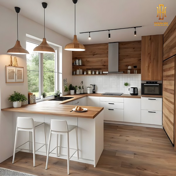 Tủ bếp hiện đại gỗ công nghệp Hoàng Đạt - TBG015