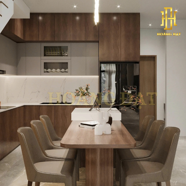 Tủ bếp hiện đại gỗ công nghiệp Hoàng Đạt - TBG002