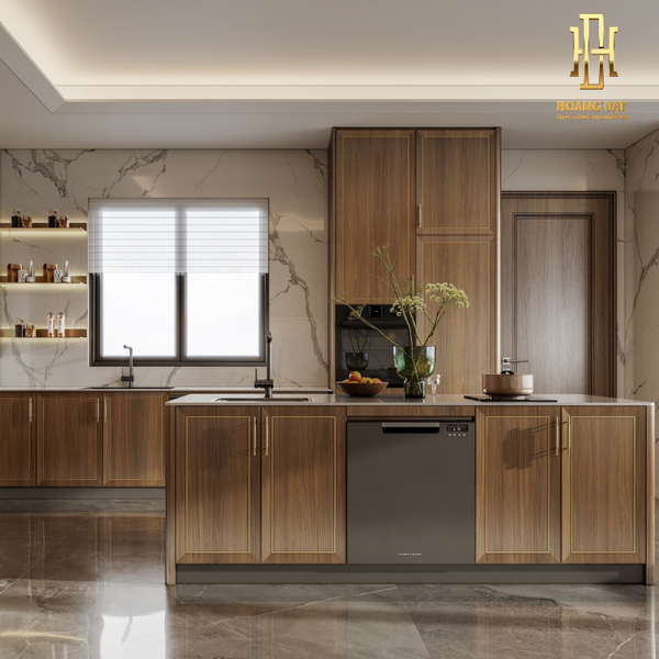 Tủ bếp gỗ công nghiệp hiện đại Hoàng Đạt - TBG022