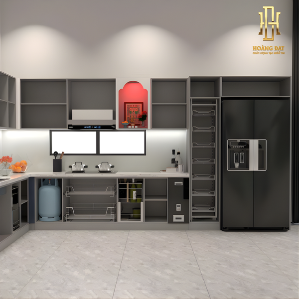 Tủ bếp hợp kim nhôm Hoàng Đạt – TBHK004