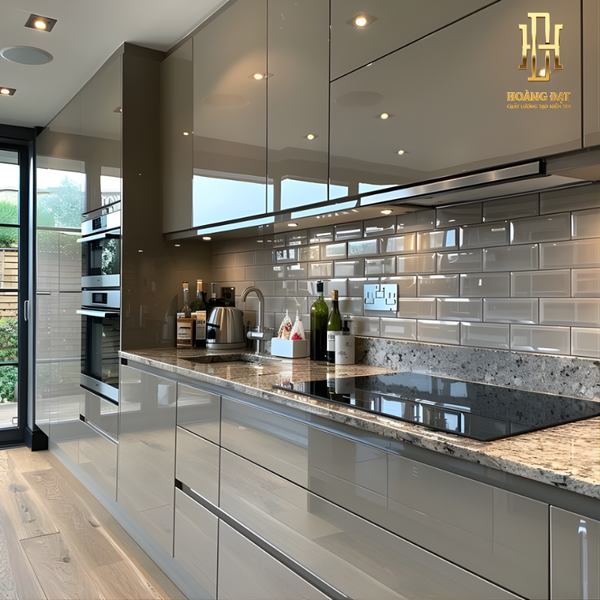 Tủ bếp nhôm kính Hoàng Đạt TBHK008