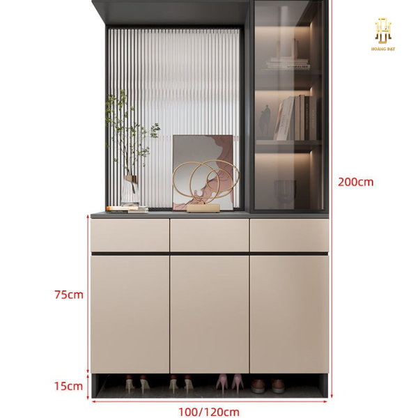 Tủ giày kịch trần cánh kính - TG001