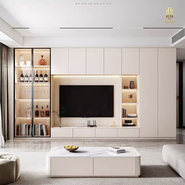 Tủ tivi cánh kính cao cấp Hoàng Đạt - TV001