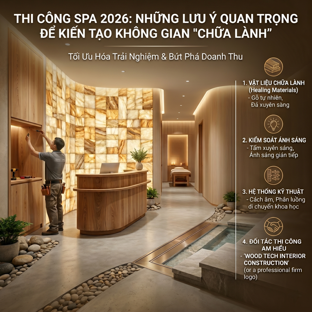 Thi Công Spa 2026: Những Lưu Ý Quan Trọng Để Kiến Tạo Không Gian 