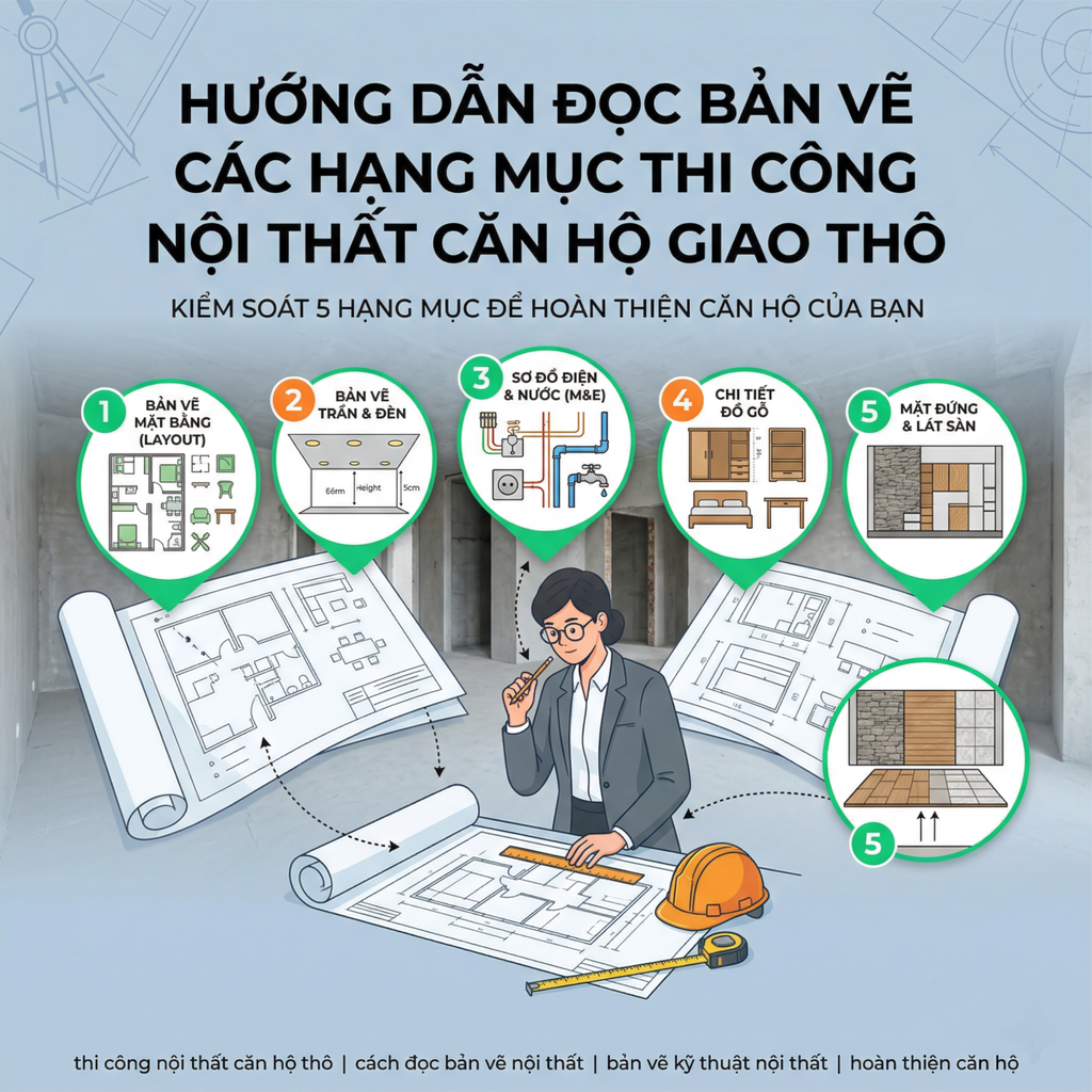 Hướng Dẫn Đọc Bản Vẽ Các Hạng Mục Thi Công Nội Thất Căn Hộ Giao Thô
