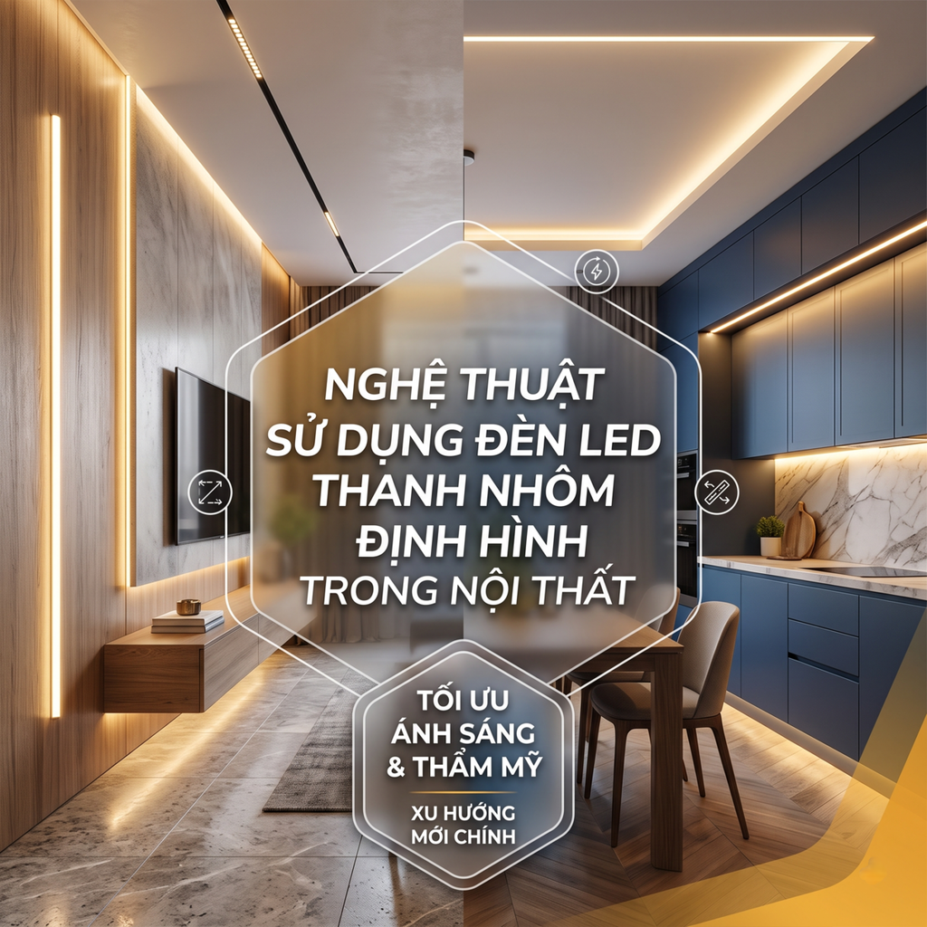 Nghệ thuật sử dụng đèn LED thanh nhôm định hình trong nội thất.