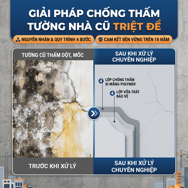 Kỹ thuật xử lý chống thấm tường triệt để cho nhà cũ