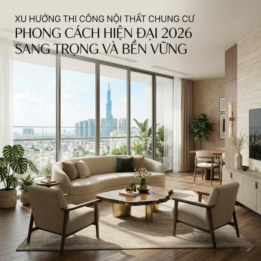 Xu Hướng Thi Công Nội Thất Chung Cư Phong Cách Hiện Đại 2026: Sang Trọng Và Bền Vững