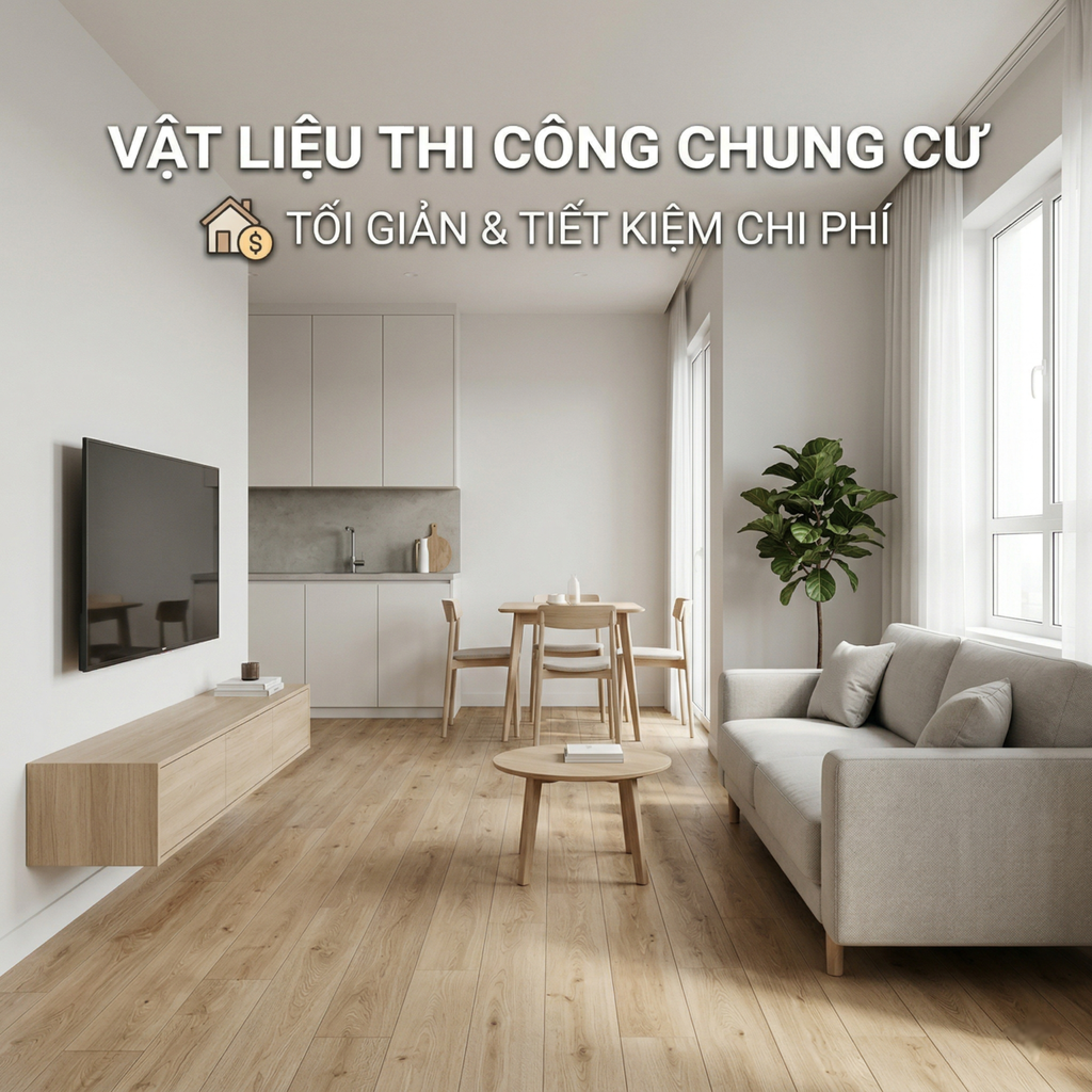 Gợi ý vật liệu thi công nội thất chung cư phhong cách tối giản tiết kiệm chi phí