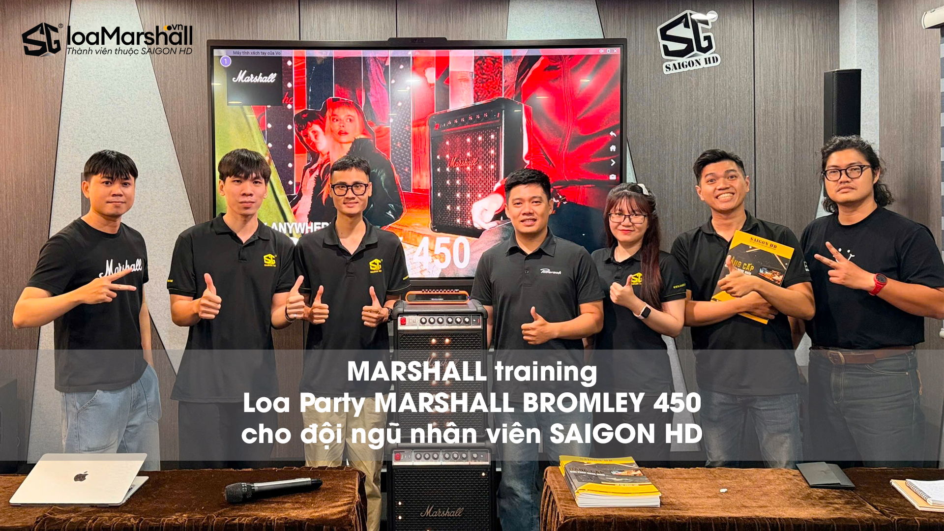 Marshall chính hãng tổ chức training chuyên sâu cho đội ngũ SAIGON HD về loa Bluetooth Party Marshall Bromley 450