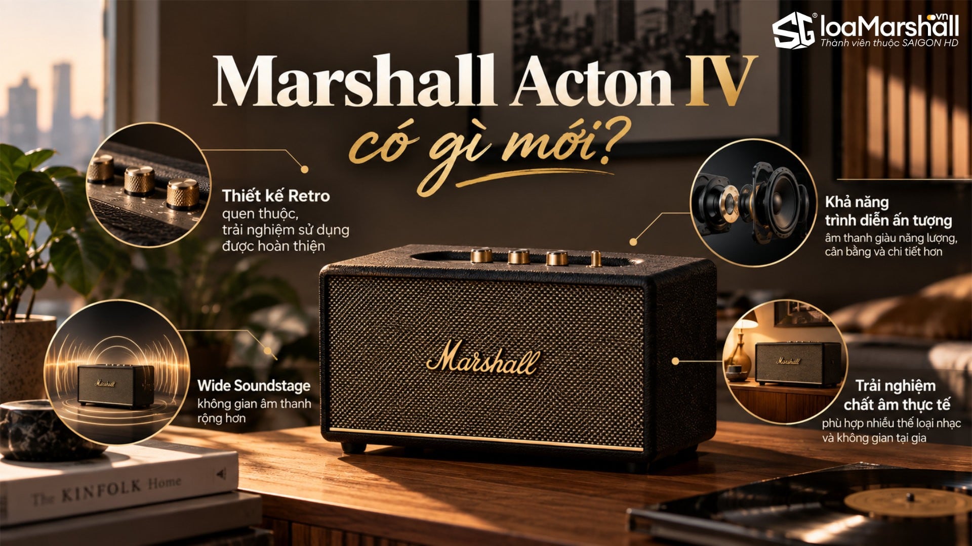 Đánh gia các đặc điểm mới trên loa Bluetooth để bàn Marshall Acton IV