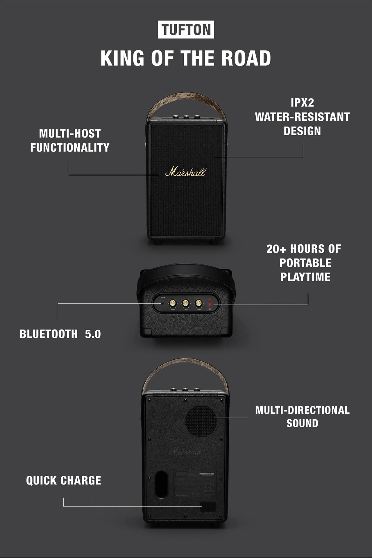 Loa Bluetooth di động Marshall Tufton chính hãng giá rẻ nhất