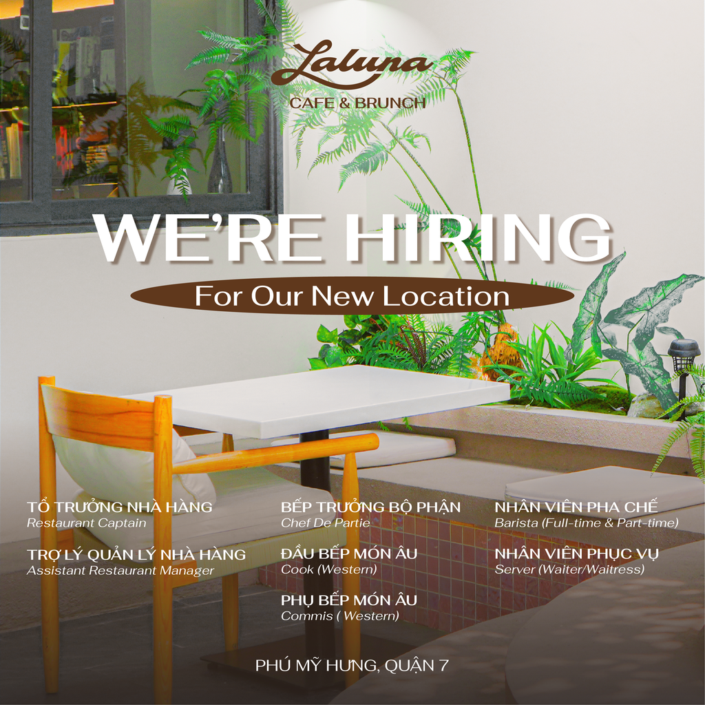 LALUNA CAFE & BRUNCH | WE’RE HIRING FOR OUR NEW LOCATION